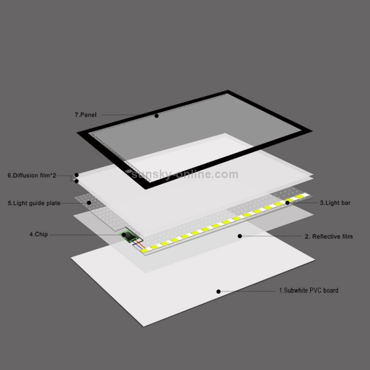 Tableros de copia acrílicos de atenuación continua ultradelgados LED de tamaño A3 8W 5V para Bloc de dibujo de dibujo de anime, con cable USB - 2