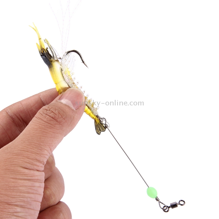 Señuelos de pesca con forma de camarón luminoso cebo de pesca artificial con gancho, longitud: 7 cm - 4