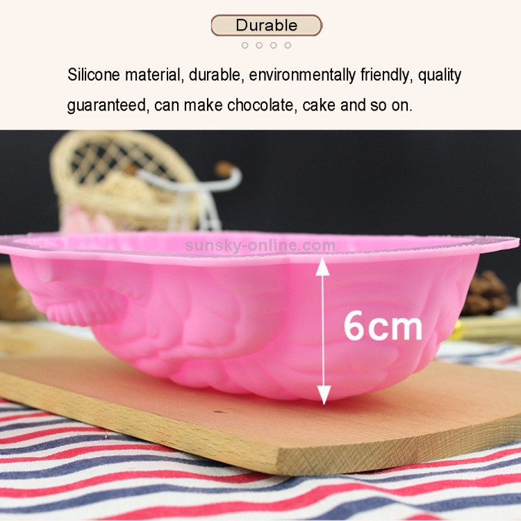 Human Brain Shape Silicone Baking Halloween Cake Mold Pudding Dessert Mold( Pink)