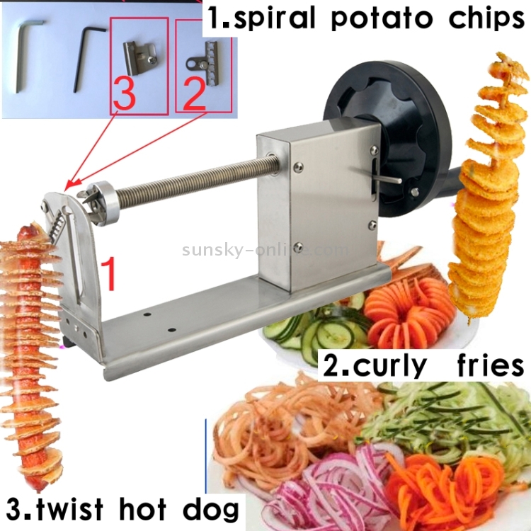 Manual Stainless Steel Potato Chips Slicer Spiral Twister Vegetable Cutter  C IP