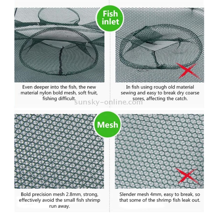 Venzina® 8 Side Bait Fishing Net Nylon Portable Folded, Fishing Net, Cast  Net Fishing Trap Net Shrimp Minnow Angling Outdoor Appliance Fish Net for