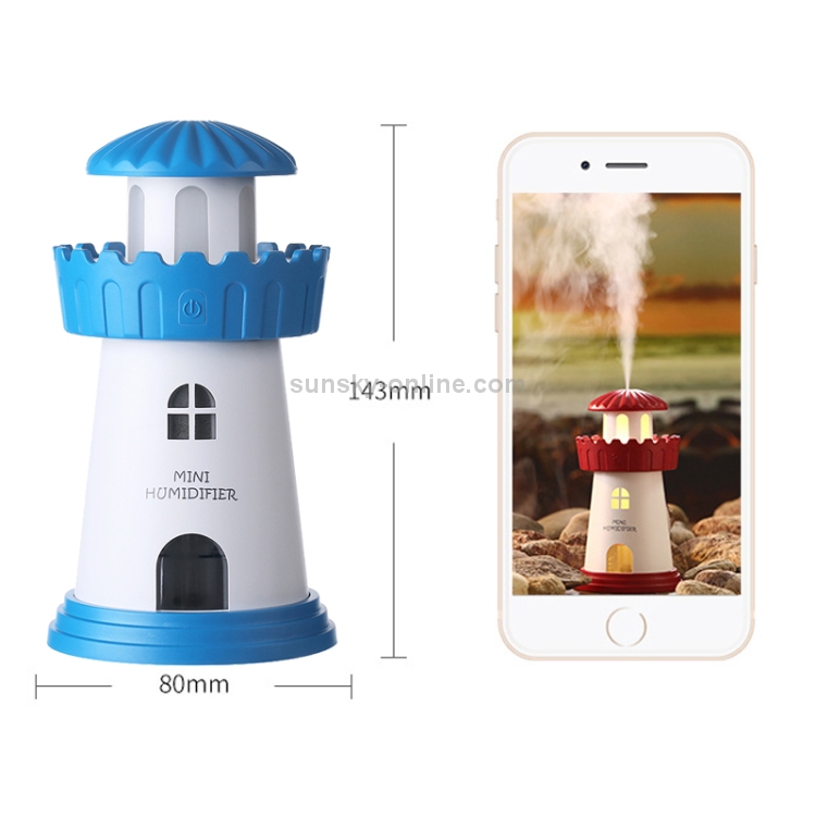 Lighthouse Humidifier 2.5W Lighthouse Portable USB Mute Mini Humidifier Nebulizer พร้อมไฟ ...