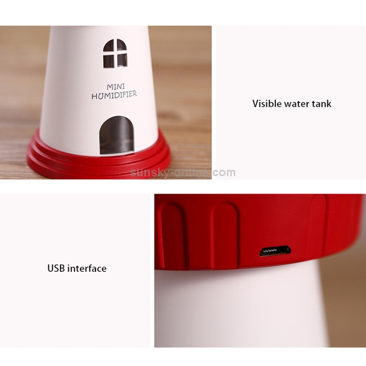 Lighthouse Humidifier 2.5W Lighthouse Portable USB Mute Mini Humidifier Nebulizer พร้อมไฟ ...