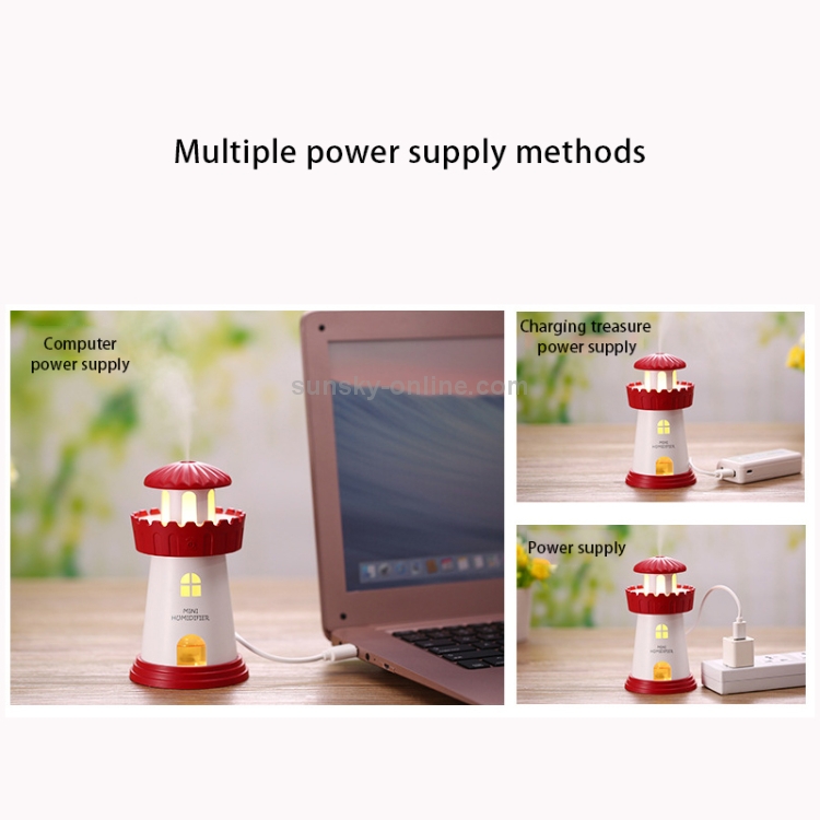 Lighthouse Humidifier 2.5W Lighthouse Portable USB Mute Mini Humidifier Nebulizer พร้อมไฟ ...