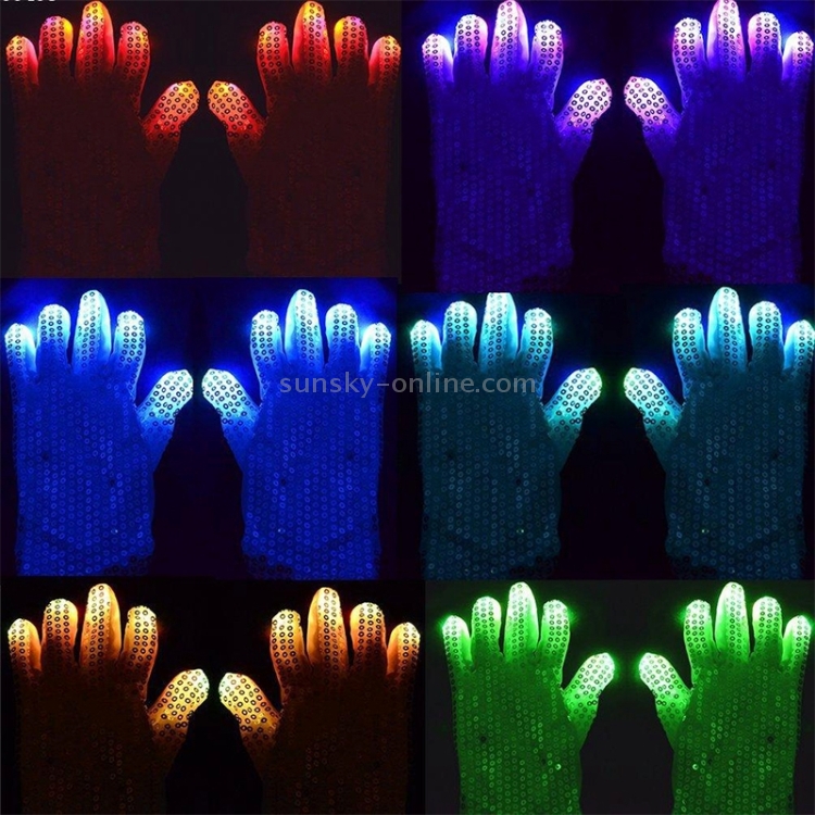 1 Paare Handknochen LED leuchtende Handschuhe, Größe: XL (Bunt)