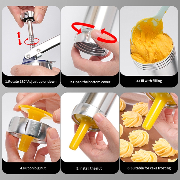 Multifunctional Household Cookie Biscuit Machine Tool Mold Decorating Mounted DIY Baking with 20 Moulds & 4 Nozzles(Silver)