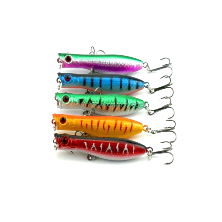 HENGJIA Señuelos de pesca artificiales Popper Bionic Fishing Bait con anzuelos, Longitud: 6 cm, Entrega de color aleatorio - 6