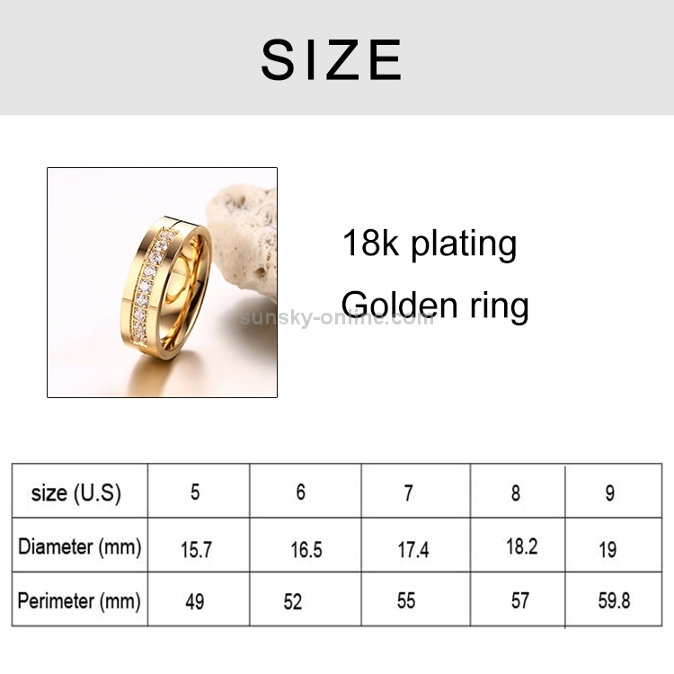 Bague en or pour femme avec placage 18K acier inoxydable poli