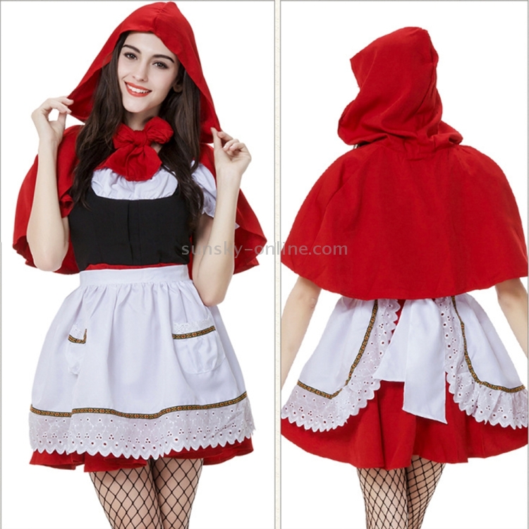 Disfraces de Halloween Ropa de Caperucita Roja Equipo de fiesta de cosplay  para adultos, XXL, Cofre: 96 cm, Cintura: aproximadamente 80 cm, Longitud  de la falda: 86 cm