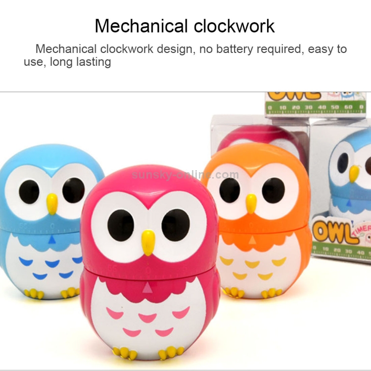 Forme de hibou 60 minutes de cuisine mécanique compte à rebours minuterie  d'alarme Gadget de décoration pour la maison, livraison de couleurs  aléatoires