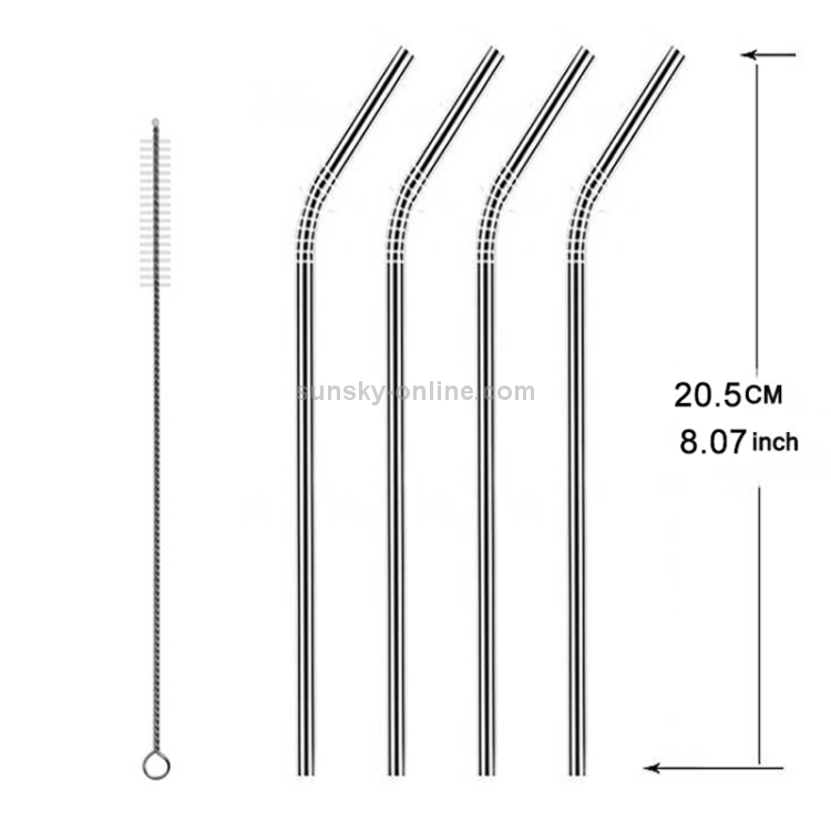 4 pezzi di cannuccia riutilizzabile in acciaio inossidabile + kit set di  spazzole per pulizia, 215