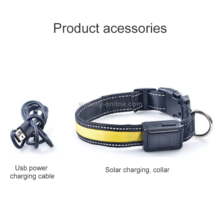 Collare luminoso a LED Taglia M per cani a ricarica solare e usb Giallo –  acquista su Giordano Shop