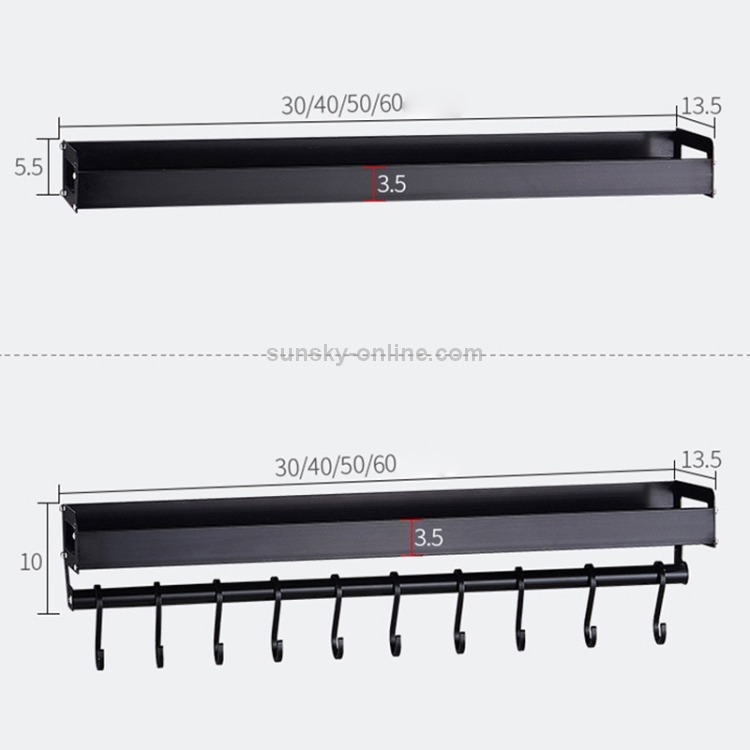 Support de rangement pour assaisonnement pour support mural multifonction  de cuisine de 80 cm (argent)