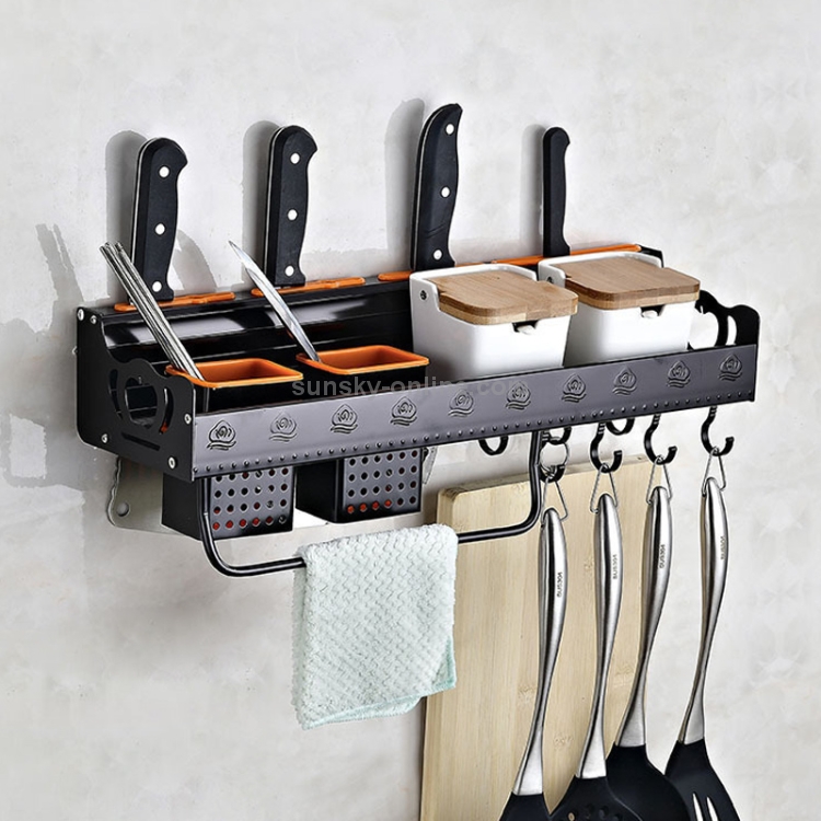 50cm Noir Crochet de cuisine Rack Mural Garde-manger Porte-outils