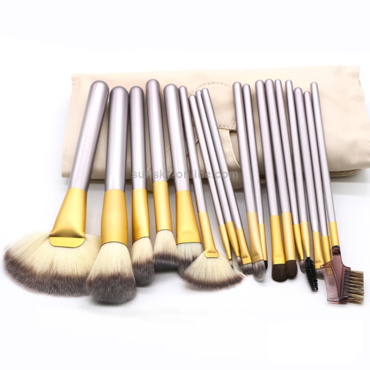 Kit di strumenti per pennelli per trucco di bellezza beige 18 in 1 di alta  qualità, dimensioni: 25 * 46 cm