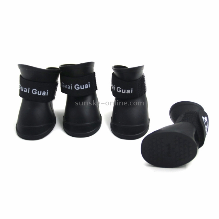 Zapatos de perros de mascotas encantadores botas de goma de color de cachorro de cachorros zapatos de lluvia impermeables, s, tamaño: 4.3 x 3.3 cm (negro) - 1