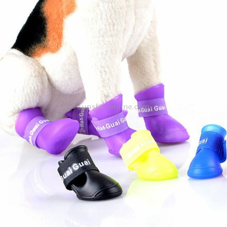 Zapatos de perros de mascotas encantadores botas de goma de color de cachorro de cachorros zapatos de lluvia impermeables, s, tamaño: 4.3 x 3.3 cm (negro) - 4