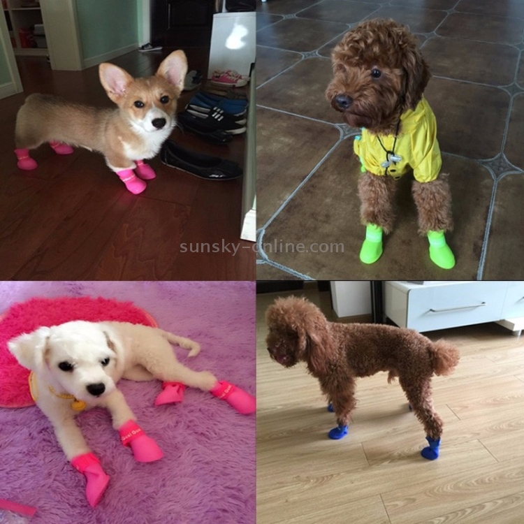 Zapatos de perros de mascotas encantadores botas de goma de color de cachorro de cachorros zapatos de lluvia impermeables, s, tamaño: 4.3 x 3.3 cm (negro) - 8