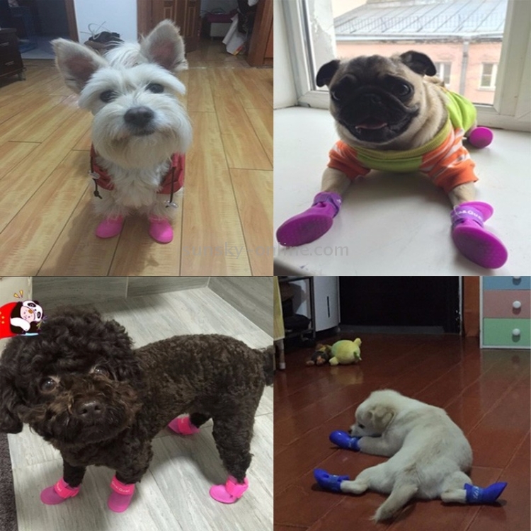 Zapatos de perros de mascotas encantadores botas de goma de color dulce de cachorros, Tamaño: Tamaño: 5.7 x 4.7 cm (púrpura) - 7