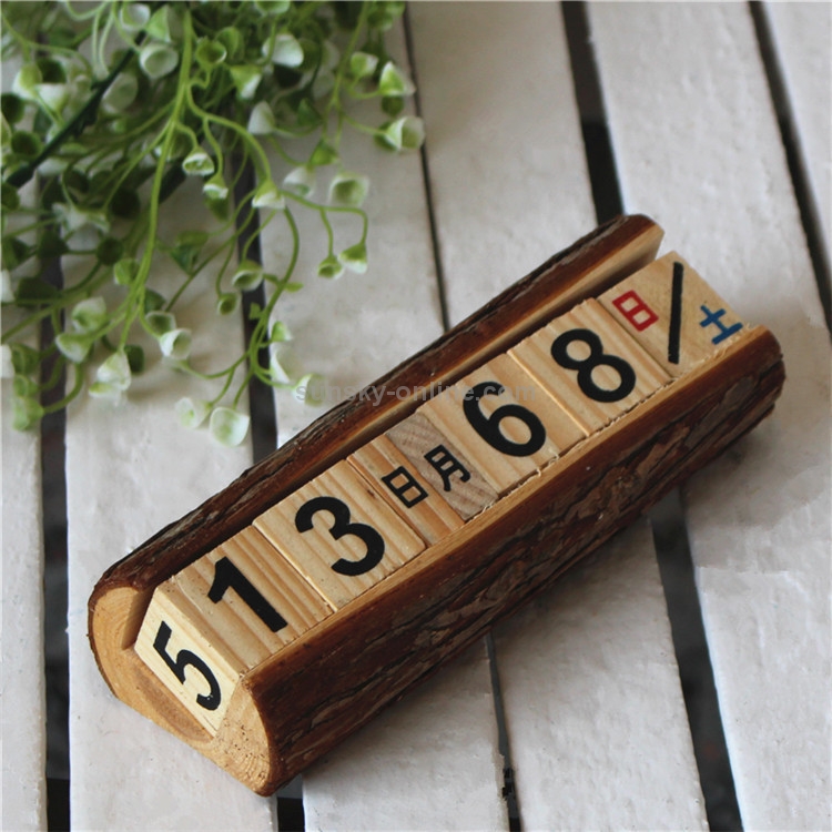 Calendrier en bois vintage, calendrier perpétuel de bureau en blocs chics,  concept de temps Cubes en bois rustiques calendrier mois affichage de la