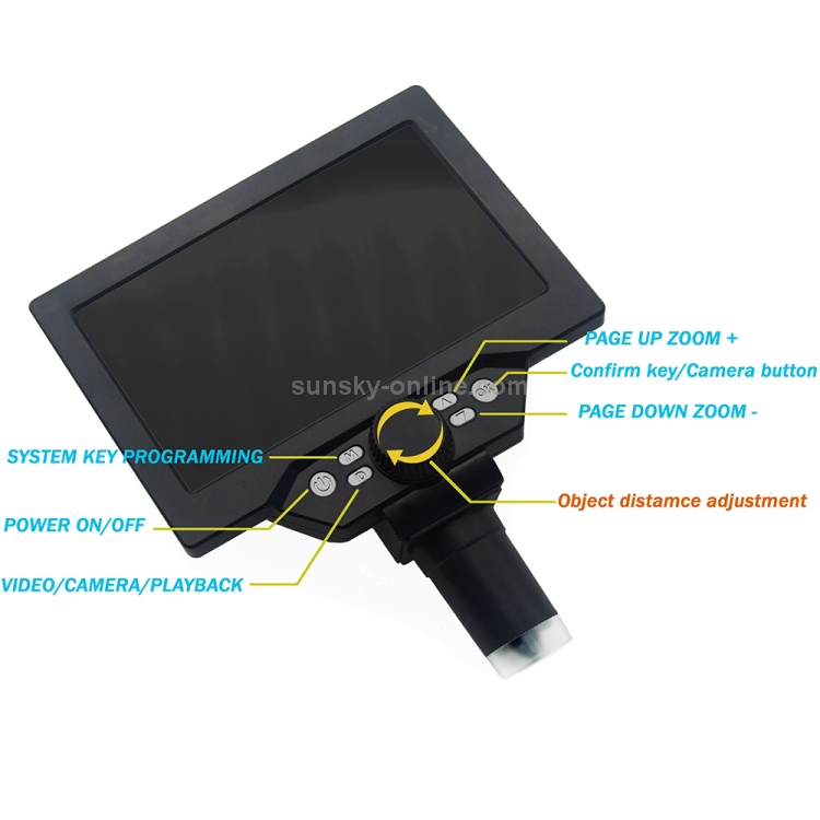 Microscopio electrónico portátil del soporte de escritorio de la pantalla LCD 1200X de G1200 7 pulgadas, enchufe del Reino Unido - 3