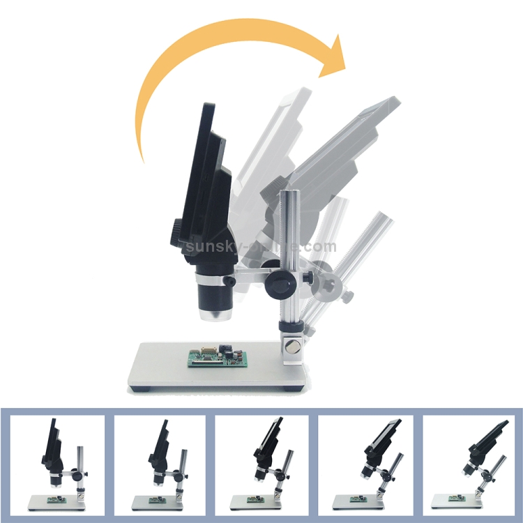 Microscopio electrónico portátil del soporte de escritorio de la pantalla LCD 1200X de G1200 7 pulgadas, enchufe del Reino Unido - 4