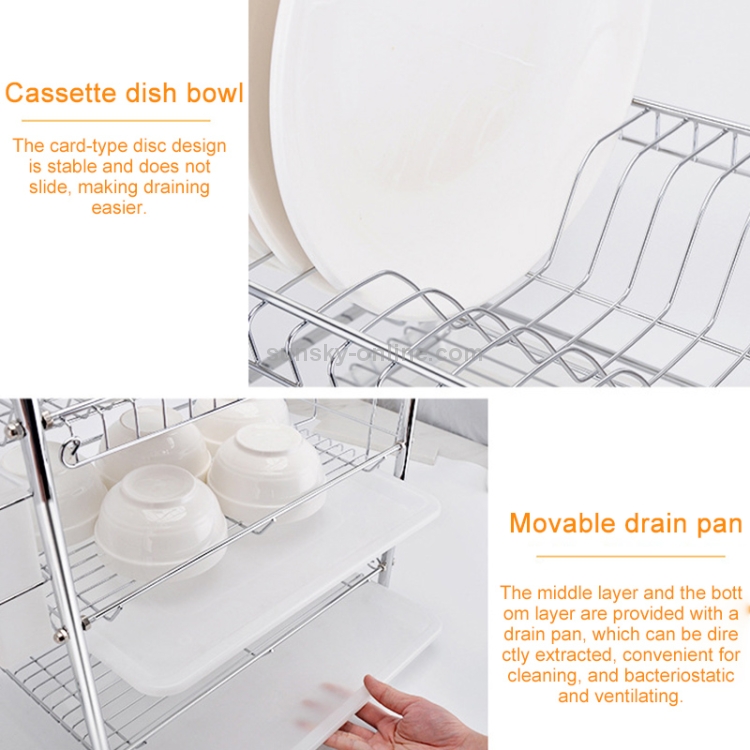 Multi-function Kitchen Stainless Steel Three Layers Flower Shape Steel  Sheet Rack Hanging Bowl Dish Holder