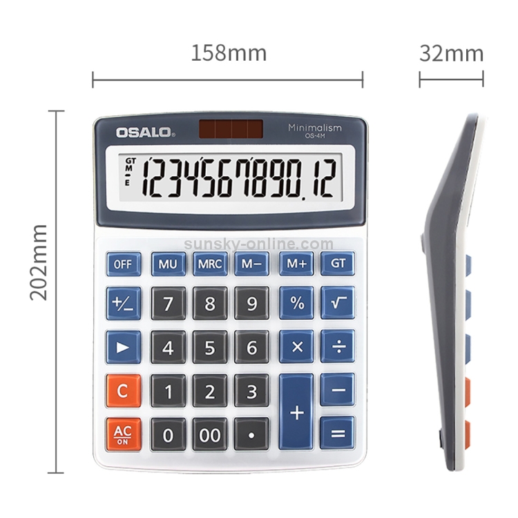 12 Digits OSALO OS-4M 12 Digits Desktop Calculator Solar Energy Dual Power Calculator