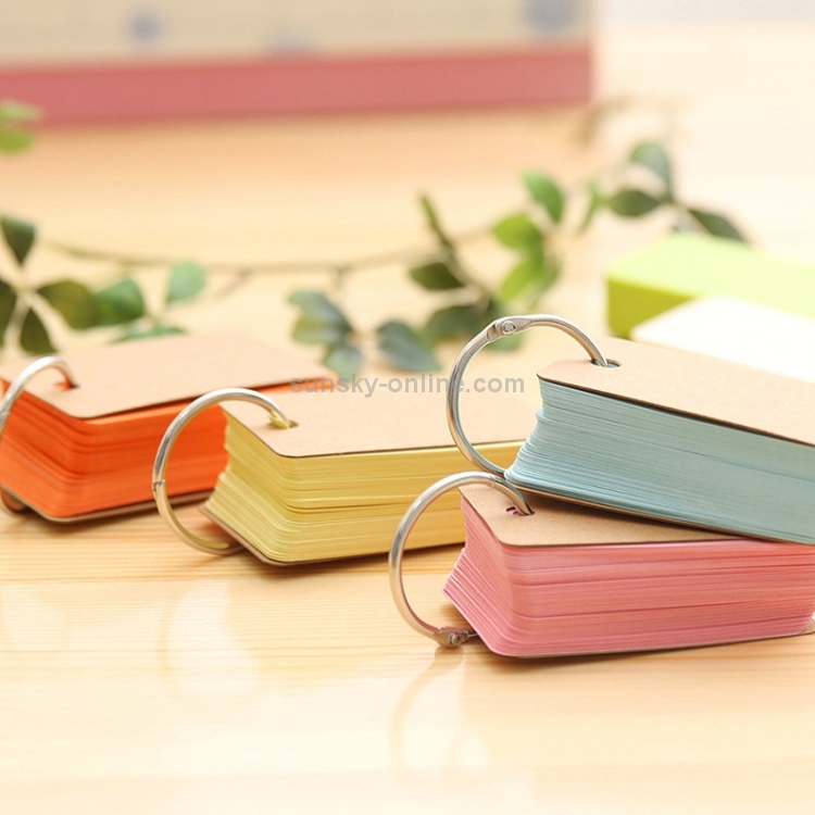 Pack of 8 Binder Ring Easy Flip Flash Card Study Cards Memo Scratch Pads Bookmark, Random Color