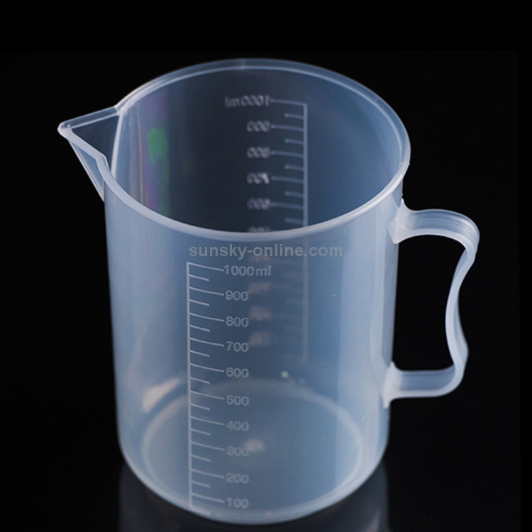 Frasco de plástico PP de 1000 ml, vaso medidor digital, escala