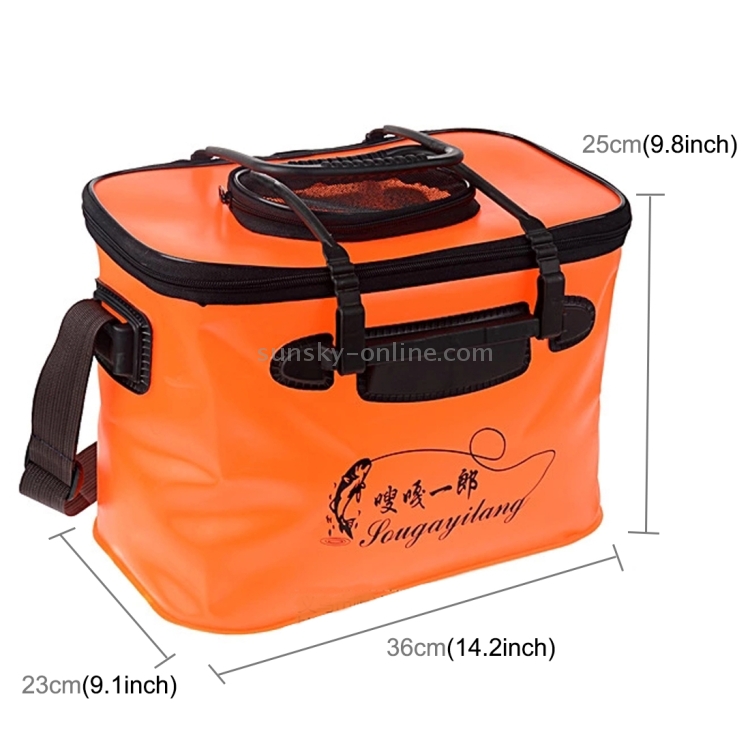 Live Fish Bucket Folding Water Bucket Fish Bucket Bait Box Fishing Water  Tank With Hand Strap,Size:36*23*25cm, Random Color Delivery