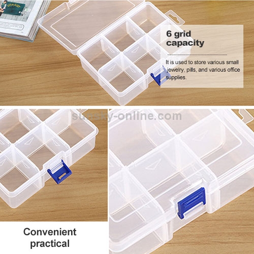 Plastic Jewelry Box Organizer Storage Container with Adjustable Dividers,  Size: Large, 6 Slots