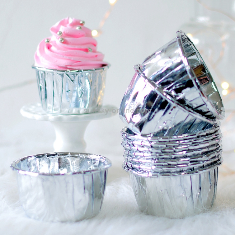 50pcs/set Paper Cake Baking Cup, Silver Muffin Cupcake Liner For