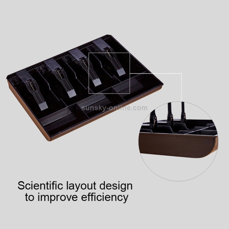 Plateau d'insertion de caisse enregistreuse ABS durable à quatre cadres,  tiroir de caisse, tiroir de rangement, boîte de rangement pour caisse  enregistreuse (noir)