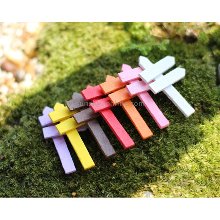 20 Pcs Mixed Color Mini Wooden Sign Post Fence Dollhouse for Miniature Craft 