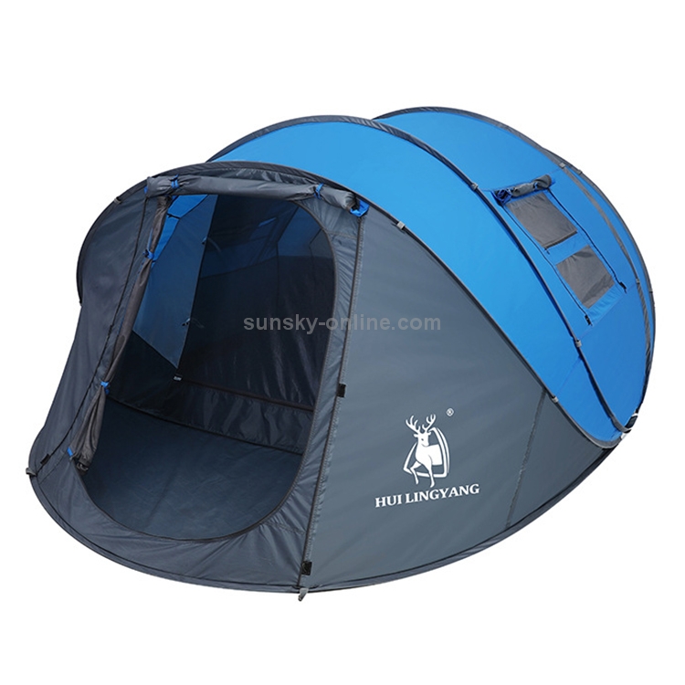 HUILINGYANG Tenda da campeggio per esterni a doppio strato antipioggia con  una camera da letto Tenda automatica con una camera da letto 4-6 persone  Tenda ad apertura rapida, dimensioni: 380x260x130cm (blu)