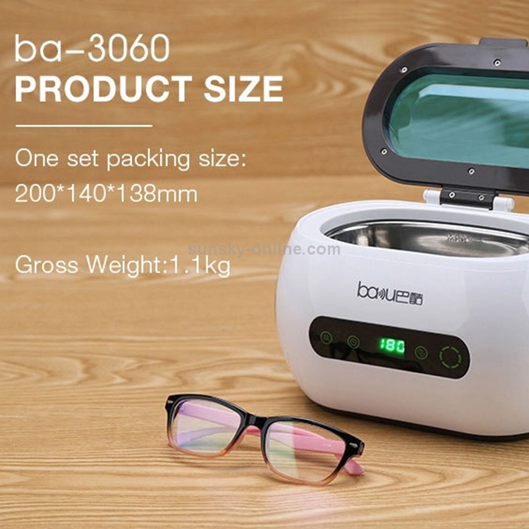 baku BA-3060 110V Gafas para el hogar Herramientas de limpieza de joyas Máquina de limpieza ultrasónica, enchufe de EE. UU. - 5