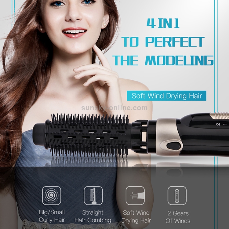 Pritech 4 in 1 Electric Hair Dryer Curly Hair Massage Comb Small Curling Stick Hair Dryer Modeling Set