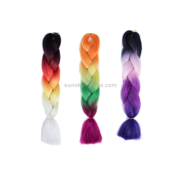 Fashion Color Gradient Individual Braid Wigs Chemical Fiber Big Braids,  Length: 60cm(19 Dark Green+Yellow Green), ZA