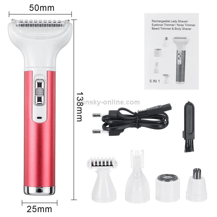 A Complete Face, Nose, Eyebrow, Bikini, and Body Hair Removal with Portable Use and USB Charging Available XD-3011 5-in-1