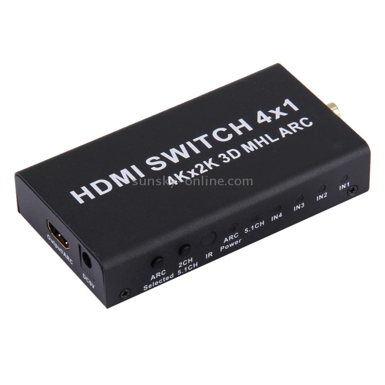 købe Æsel grundigt HDMI 4x1 Multi-function Switcher Support ARC / MHL / Audio Separation HDMI  4K*2K Converter for PS4 PC Laptop to Super HDTV, with Remote Control