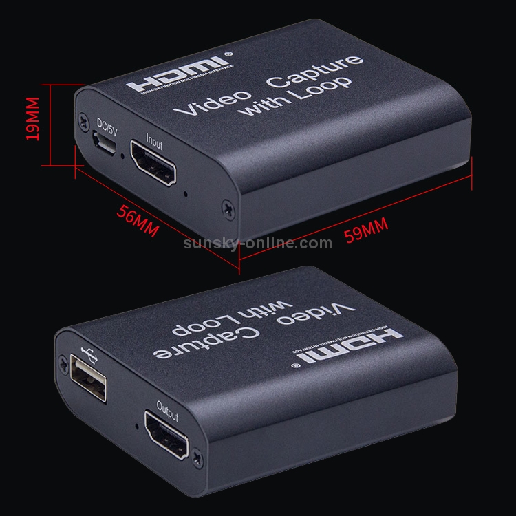 Captura de video de USB 2.0 a HDMI 4K HD con bucle (negro) - 4