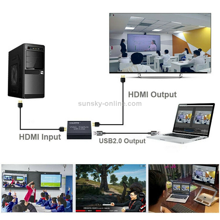 Captura de video de USB 2.0 a HDMI 4K HD con bucle (negro) - 5