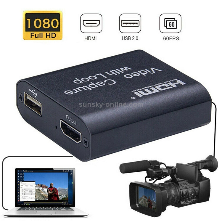 Captura de video de USB 2.0 a HDMI 4K HD con bucle (negro) - 6