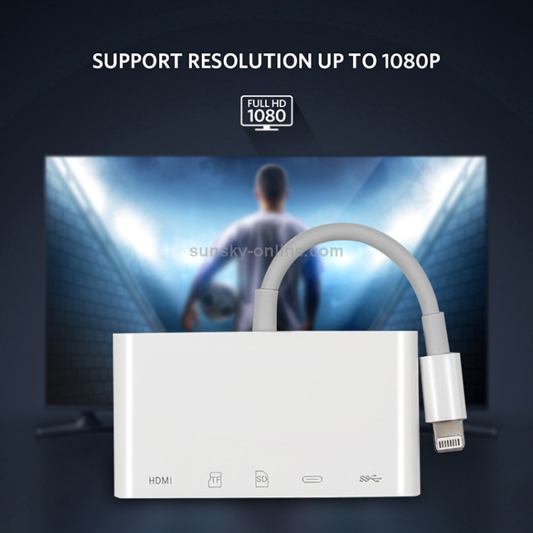 NK-1032 5 In 1 8 Pin to HDMI Multi-function Mobile Phone Converter Adapter (White) NK-1032 5 In 1 8 Pin to HDMI Multi-function Mobile Phone Converter Adapter (White)
