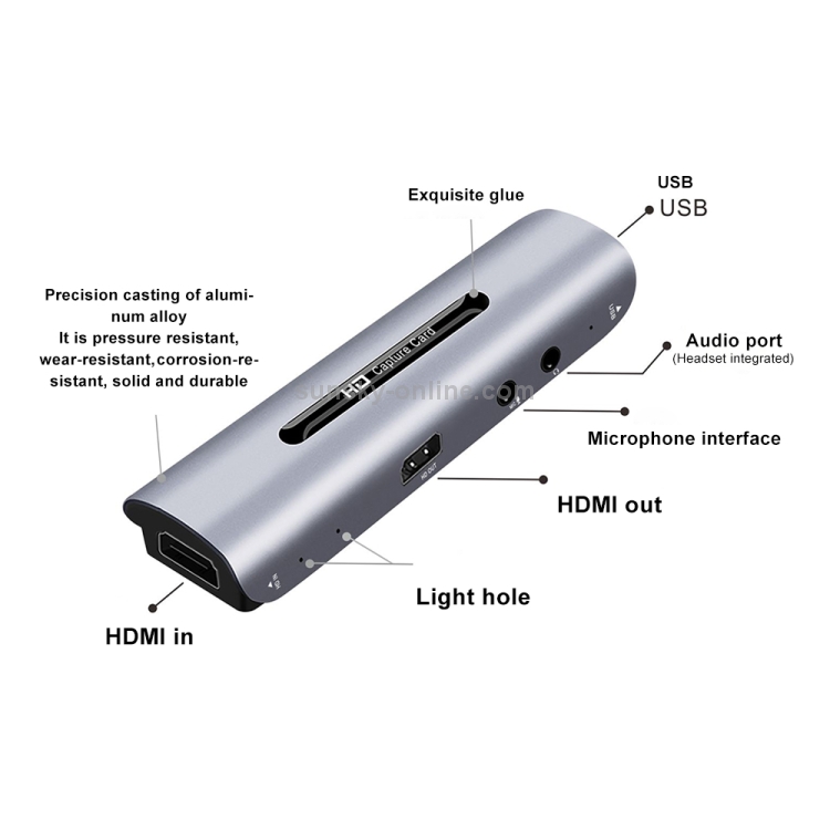 Z35 HDMI Hembra + Mic a HDMI Hembra + Audio + USB Tarjeta de captura de video y audio HD con lazo - 3