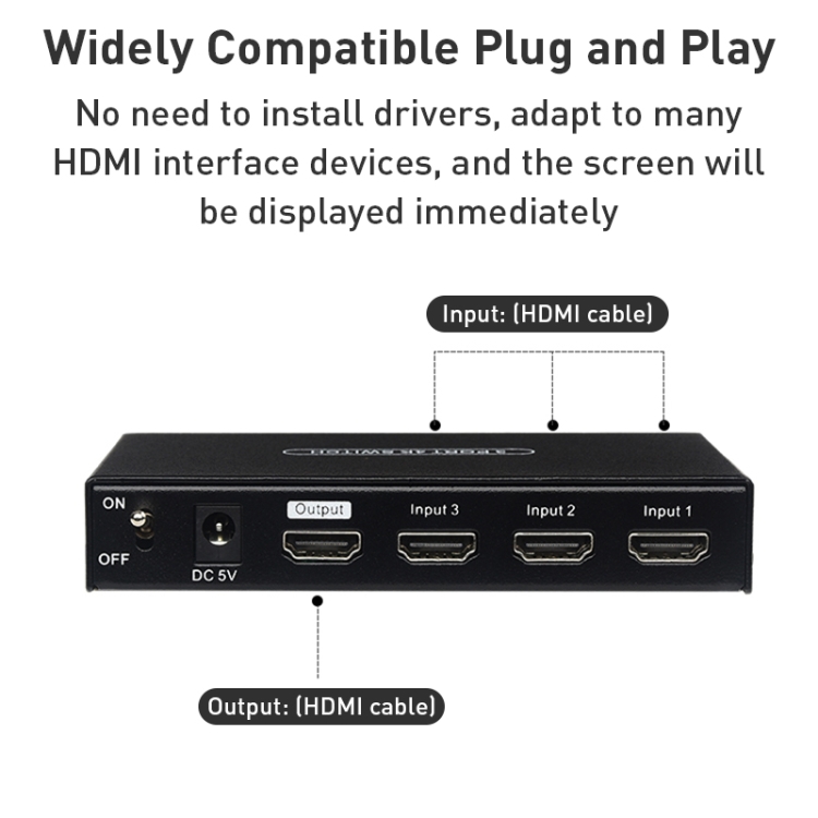 Measy SWH4631 4K 60Hz Conmutador convertidor HDMI 3 en 1 salida, Tipo de enchufe: Enchufe de la UE (Negro) - 6