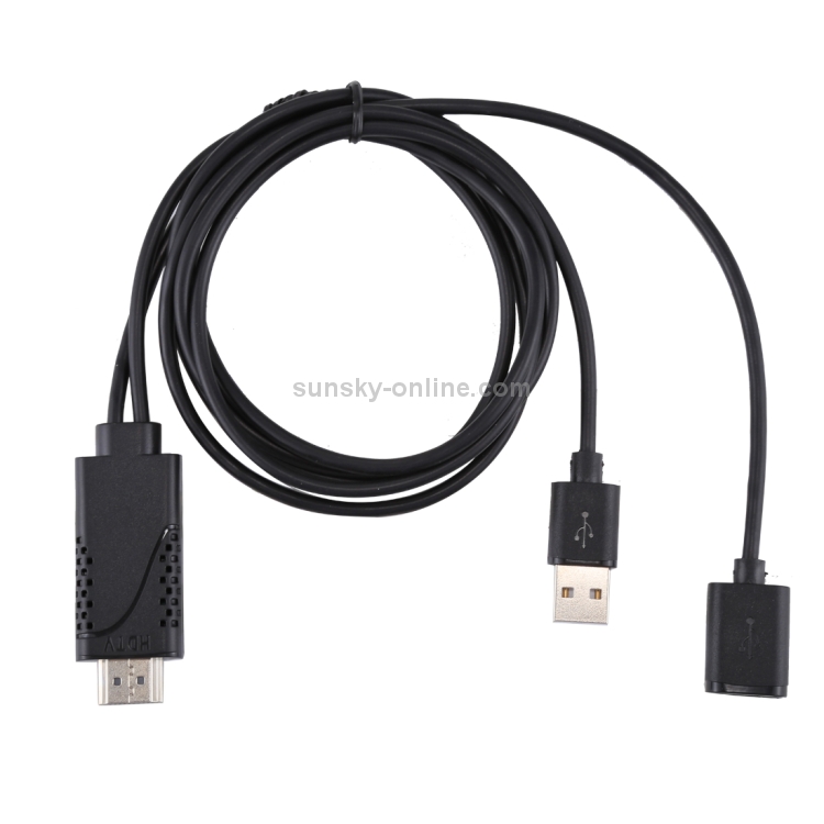 1080P USB 2.0 Male + USB 2.0 Female to HDMI HDTV AV Adapter Cable for iPhone / iPad, Android Smartphones(Black) 1080P USB 2.0 Male + USB 2.0 Female to HDMI HDTV AV Adapter Cable for iPhone / iPad, Android Smartphones(Black)