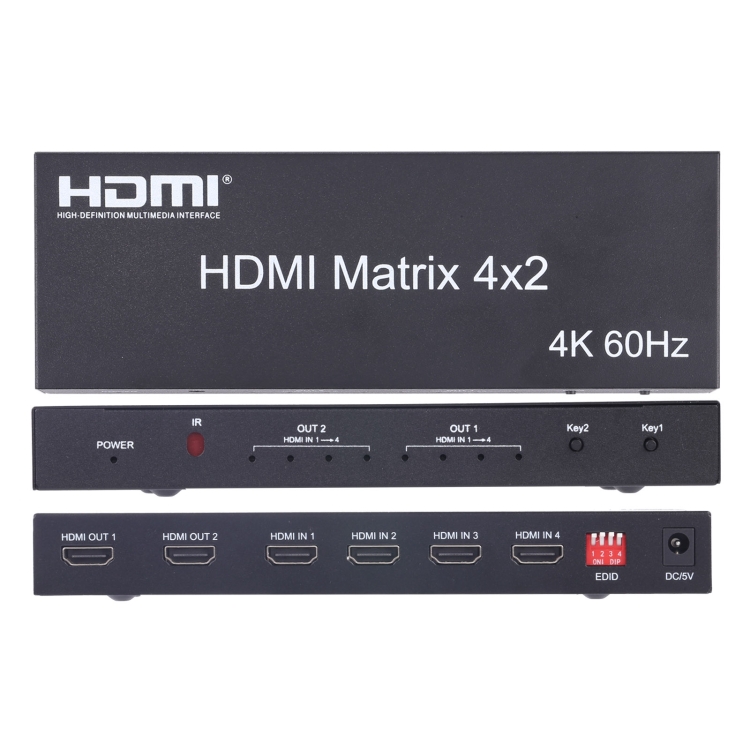 HDMI 4x2 conmutador / divisor de matriz con controlador remoto, soporte ARC / MHL / 4KX2K / 3D, 4 puertos Entrada HDMI, 2 puertos HDMI Salida - 3
