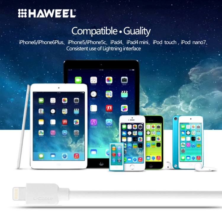 HAWEEL 2m High Speed 8 Pin to USB Sync and Charging Cable for iPhone, iPad(White) HAWEEL 2m High Speed 8 Pin to USB Sync and Charging Cable for iPhone, iPad(White)